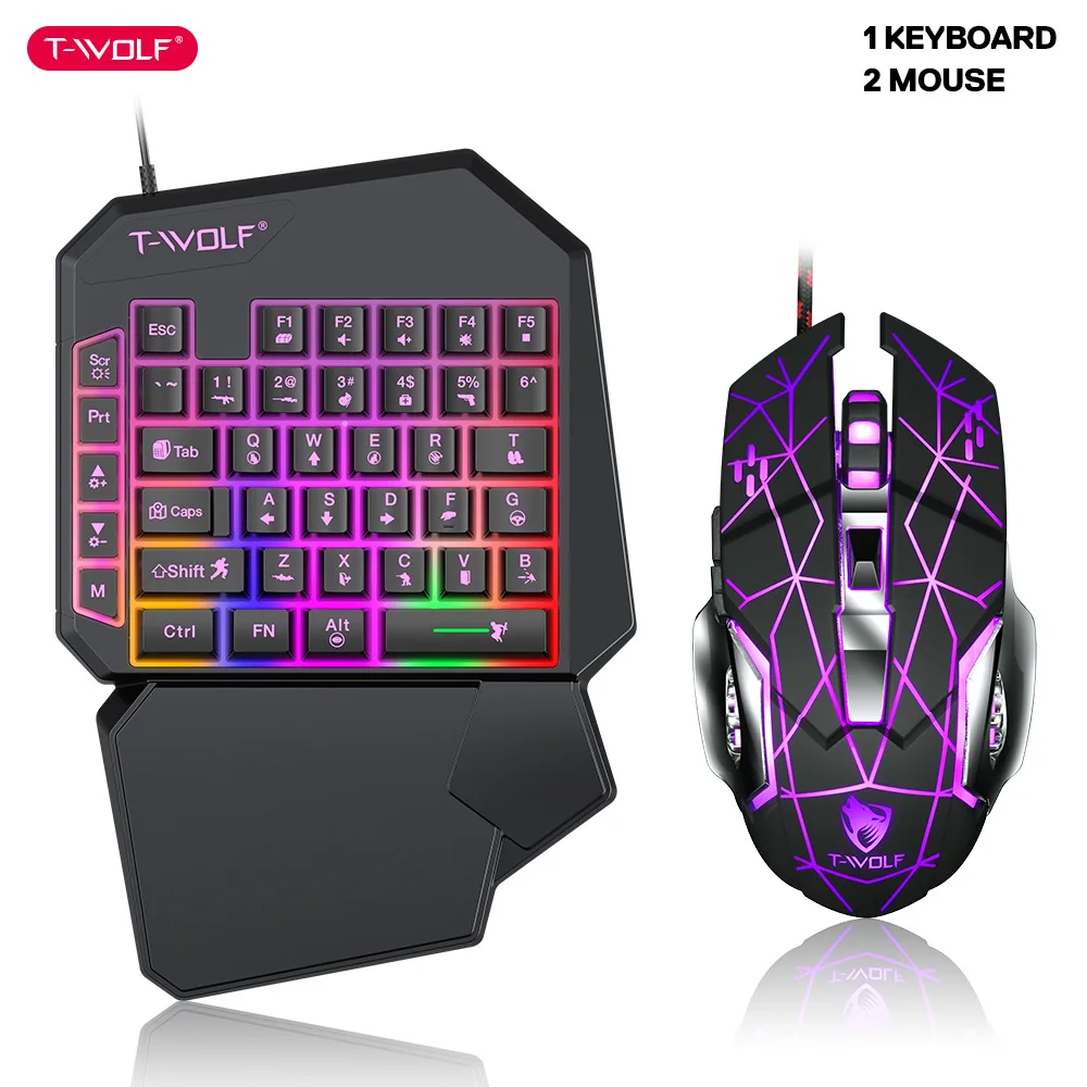 Gaming Keyboard Mouse And Headset Combo - T-WOLF TF900 jednoręczny zestaw tronów klawiatury
