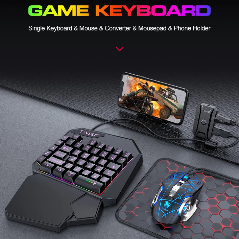 T-WOLF TF900 jednoręczny zesta – Gaming Keyboard Mouse And Headset Combo recenzja i cena